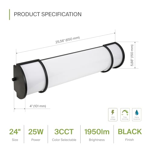 LED 24" Vanity Flush Mount Light Fixture