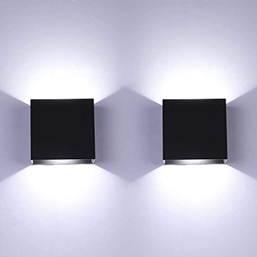 Mini Black Metal 10W Cool White Up Down LED Wall Sconce 2 Pack (2 Count)