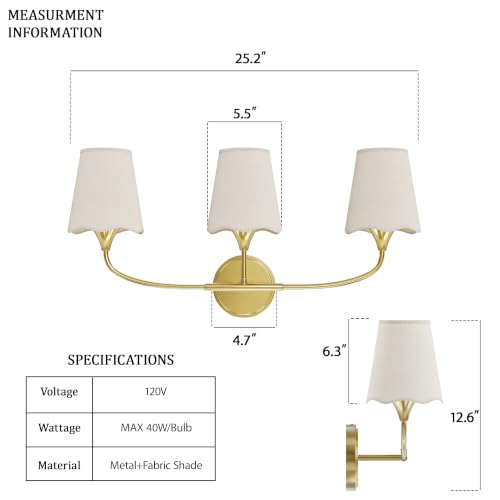 Brushed Gold Bathroom Vanity Light (Gold / 3 Light)