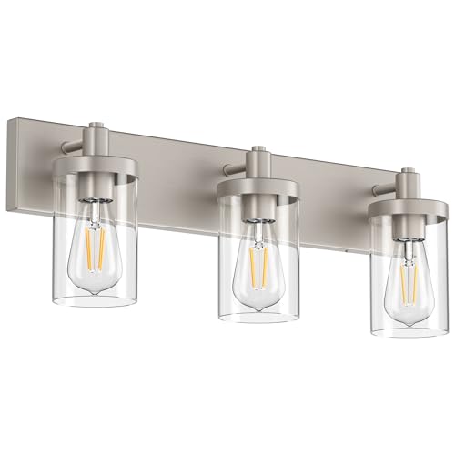 Brushed Nickel Bathroom Light Fixtures 3 Lights Vanity Light for Bathroom Lighting Fixtures Over Mirror
