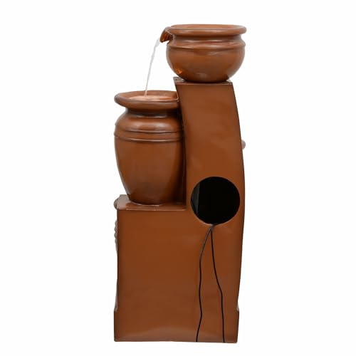 28.7" 4 Tier Cascading Bowl Solar Powered Water Fountain for Outdoor Living Spaces