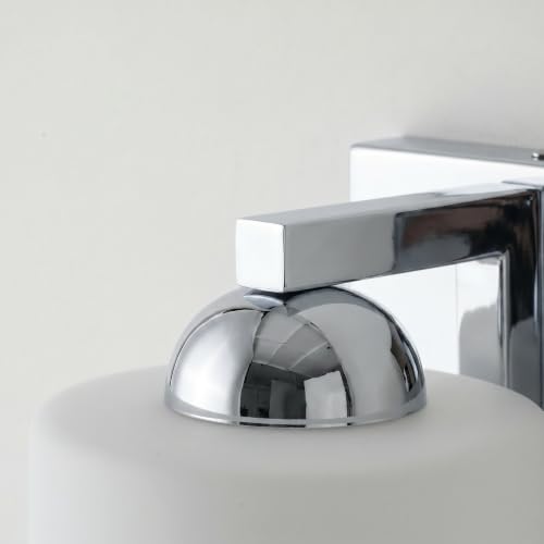 1 Light Chromed Bathroom Vanity Light with White Glass Shade