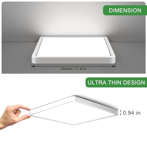 12Inch 24W Square LED Flush Mount Ceiling Light