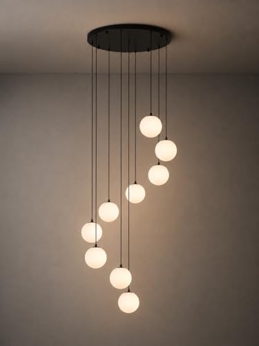 Black Globe High Ceiling Chandelier (Black / 9-Light)
