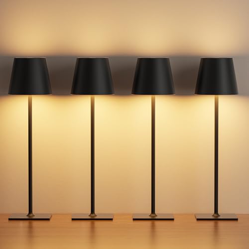 Cordless Rechargeable Table Lamp Black 5000mAh Battery Operated Lamps (4 Count)