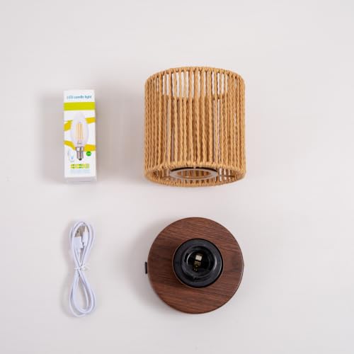 Cordless Rattan Table Lamp