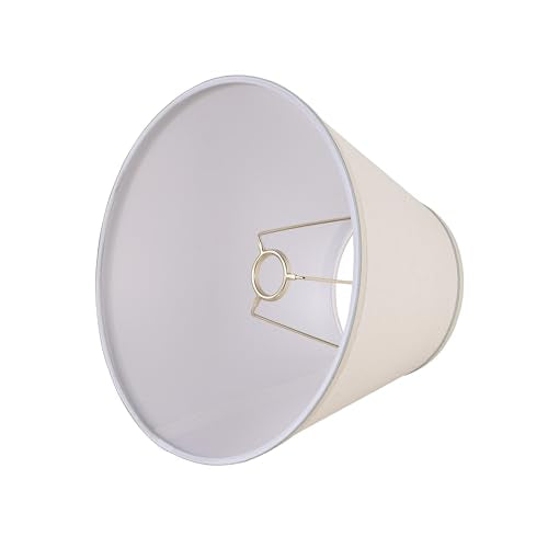 58881A Transitional Empire Shape Uno Construction Lamp Shade in Ivory Powder with Blue Trim