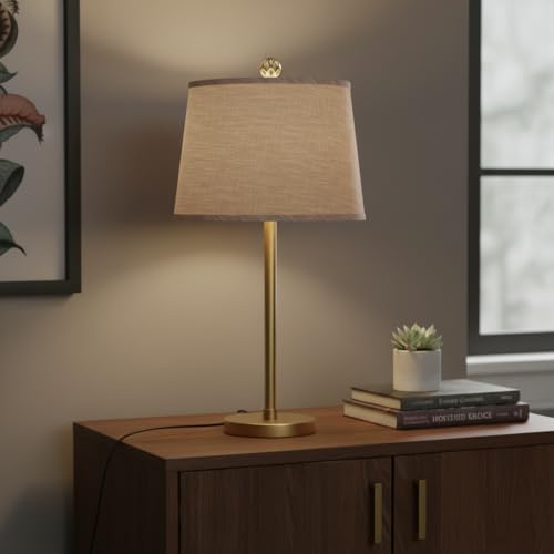 32140 Transitional Hardback Empire Shaped Spider Construction Lamp Shade in Beige Linen Fabric