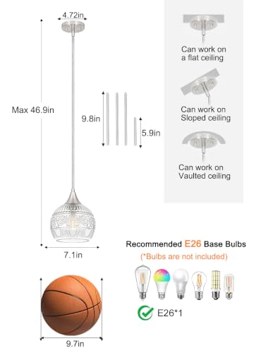 DSMJFU Brushed Nickel Pendant Lights Set of 2 with Clear Glass for Kitchen (2 Count)