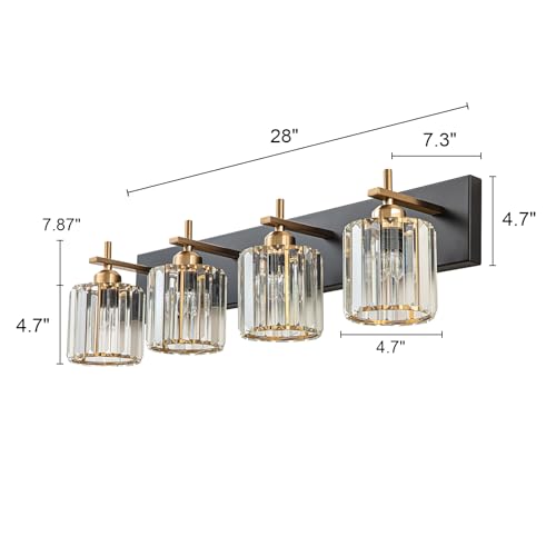 Black Gold Crystal Bathroom Vanity Light