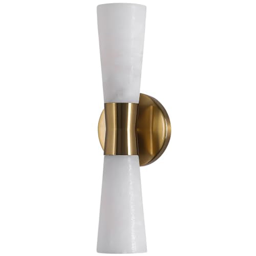Alabaster Wall Sconces Bathroom Vanity Light Gold 15in 1 Pack