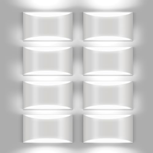 8 Pack White Modern LED Wall Sconce Hardwired Indoor Wall Lights Up and Down Wall Mount Light for Living Room Bedroom Corridor Hallway Conservatory Cool White 6000K (8 Count)