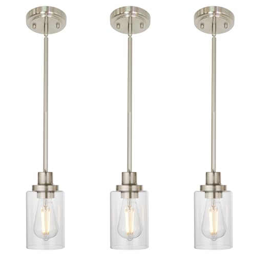 3 Pack Kitchen Island Pendant Lighting Brushed Nickel