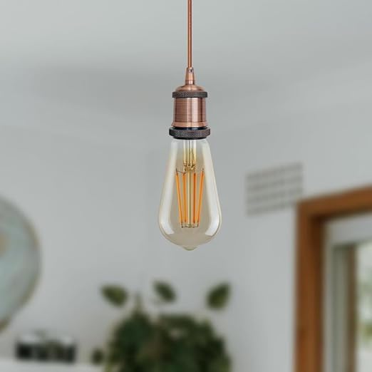 E26 Lamp Holder Socket Copper Metal Vintage Edison Bulb Holder IP20 Hardwired Medium Base Fitting for Pendant Wall Table Lamps DIY Indoor Lighting