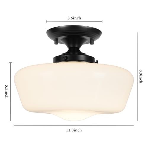 Schoolhouse Style Semi Flush Mount Ceiling Light Fixture