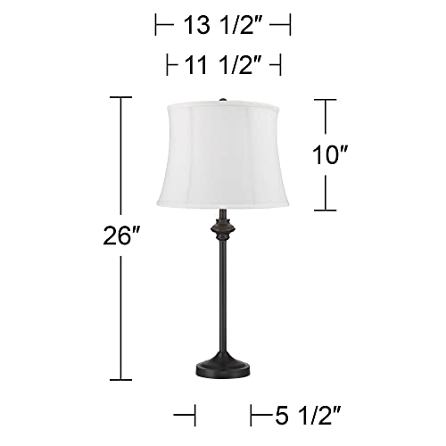26" Tall Buffet Table Lamps Set of 2 Lynn White Black Skinny Shade (2 Count)