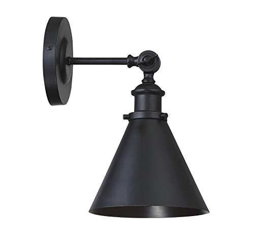 9-0901-1-44 Glenn Vintage Industrial Metal Sconce with Adjustable Shade Angle, 1-Light 60 Watt, 12" H x 7" W, Classic Bronze
