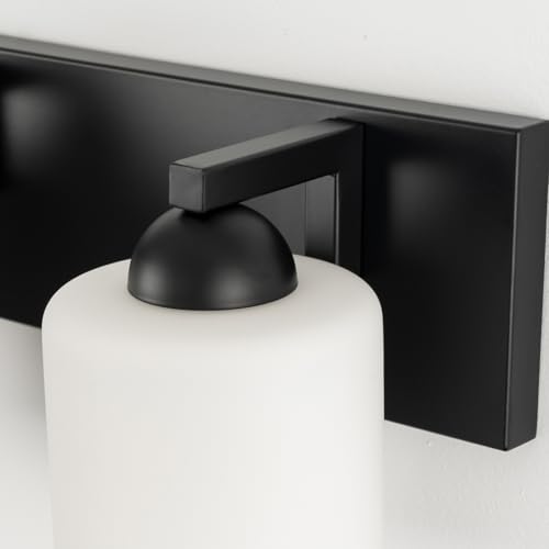 6 Light Black Bathroom Vanity Light with White Glass Shades