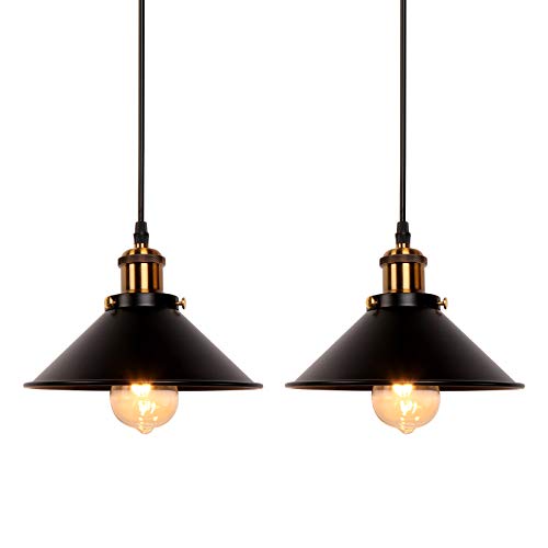 2 Pack Industrial Retro Black Iron Pendant Light (2 Count)