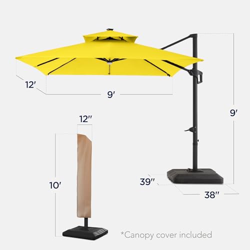 9x12ft LED Cantilever Patio Umbrella w