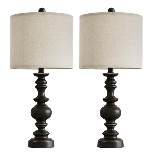 24" Traditional Farmhouse Table Lamp Set of 2 (2 Count)