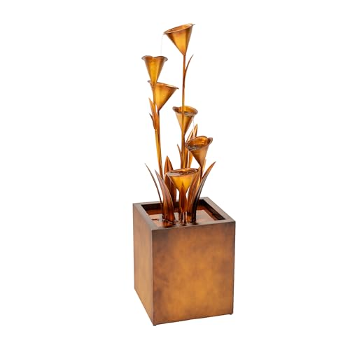 46" Tall Bronze Metal Sculptural Flower Multi