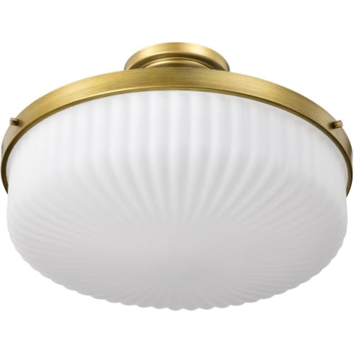 16.6 Inch Natural Brass Semi Flush Mount by Nuvo