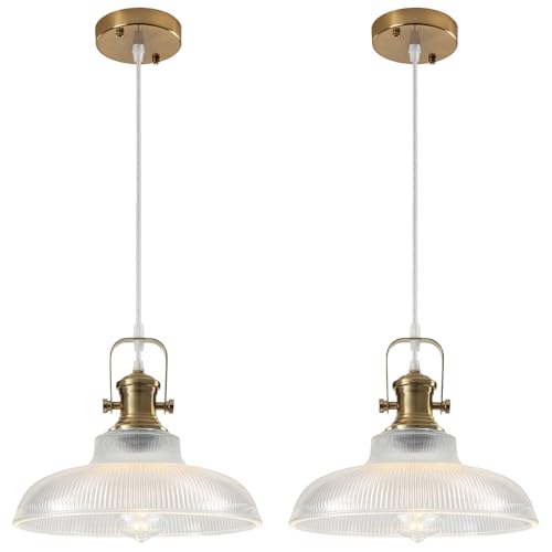 Gold Glass Pendant Lights Kitchen Island (2 Count)