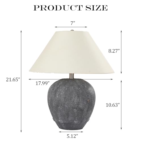 21'' Large Gray Base Ceramic Basin Table Lamp for Bedroom