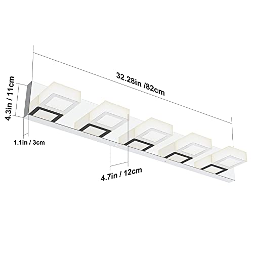 Chrome Vanity Lights for Bathroom Acrylic Rotable 360° LED Modern Bathroom Lighting Fixtures Over Mirror