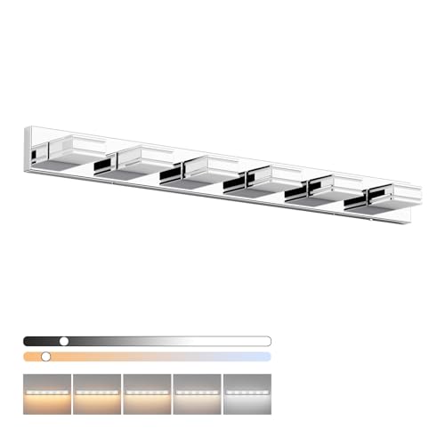 48inch Chrome Vanity Light for Bathroom with 5 Color Temperatures
