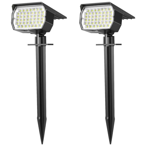 Solar Spot Lights Outdoor Waterproof Spotlight 2 Pack Cool White (2 Count)