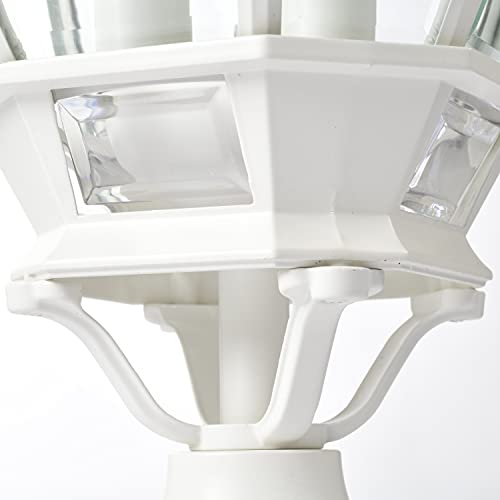 60/897, 3-Light Outdoor Post Lantern, White, Beveled Glass