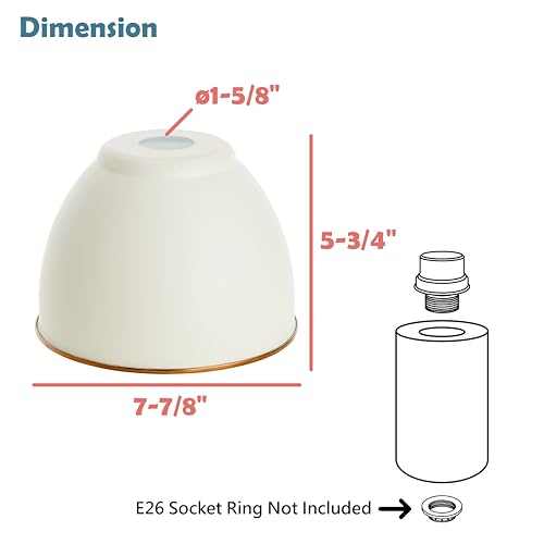 21601-61,Replacement Metal Shade for Pendant Light,Off-White,7-7/8"W x 5-3/4"H,Center Hole 1-5/8"