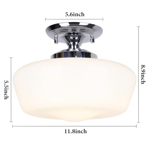 Schoolhouse Style Semi Flush Mount Ceiling Light Fixture