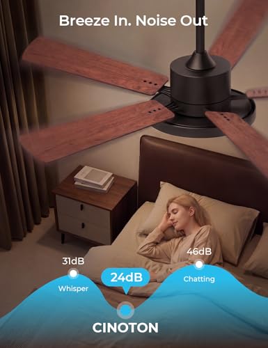 52" Smart Ceiling Fans with Lights and Remote (Black +Brown / 52 Inch)