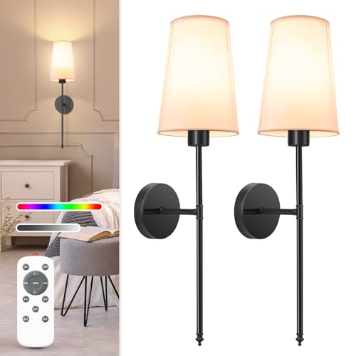 Black Battery Operated Wall Sconce Set of 2 (2 Count)