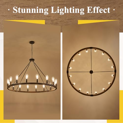 Oak Wooden Wagon Wheel Chandelier 16