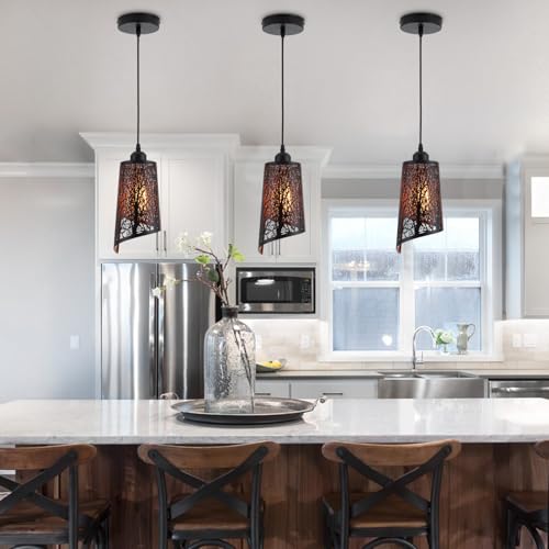 Industrial 3 Pack Black Pendant Light for Kitchen Island (3 Count)