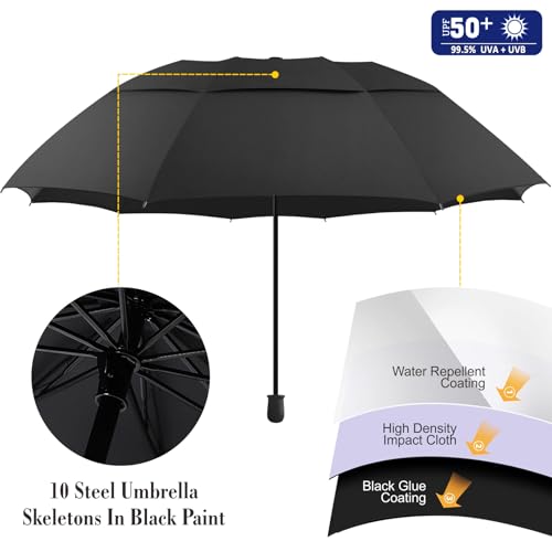 Adjustable Sun Umbrella with Clamp Clip UPF 50+ Portable Folding Umbrella for Patio