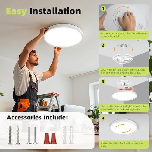 6Pack 12Inch LED Flush Mount Ceiling Light Fixture