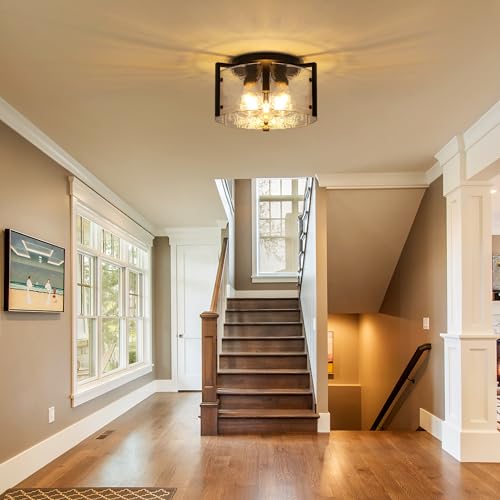 3 Light Black Drum Ceiling Light