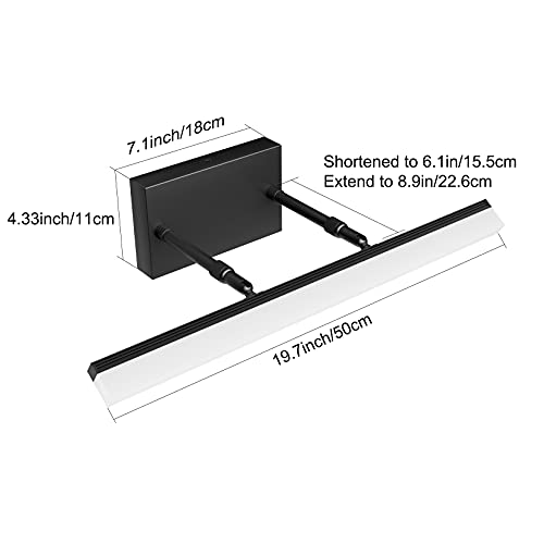19.7 inch Modern Black Vanity Light Adjustable LED Bathroom Light Fixture Over Mirror Rotatable Vanity Lighting 5500K