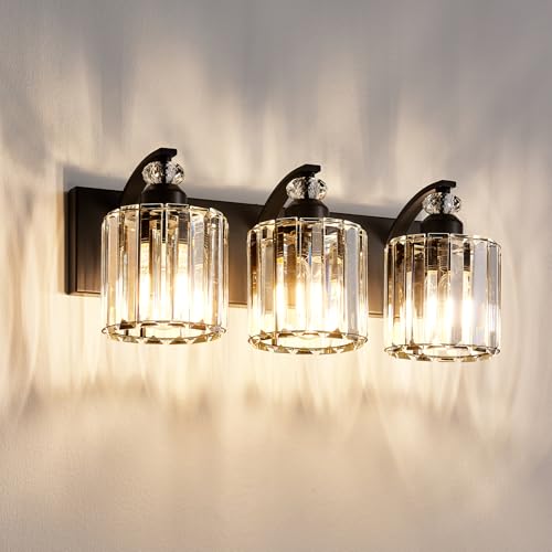 3 Light Black Bathroom Light Fixture Modern Vanity Lights Over Mirror Vintage Wall Sconce Lighting for Bathroom
