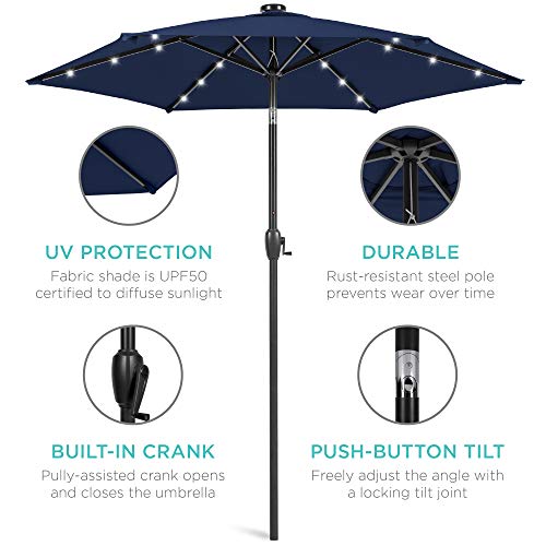 7.5ft Solar Umbrella LED Lighted Patio Umbrella