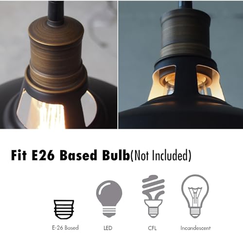 Plug in Pendant Lights Black Farmhouse Barn Light with On (2 Count)