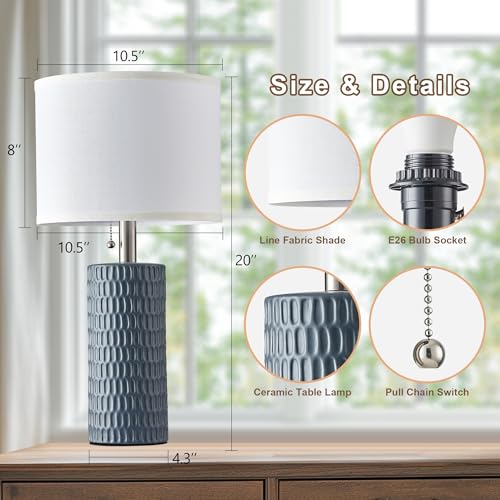 20” Modern Ceramic Table Lamps for Bedroom (2 Count)