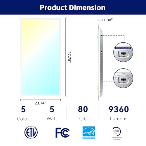 2x4 LED Flat Panel Light LED Drop Ceiling Light Fixture (4 Count)