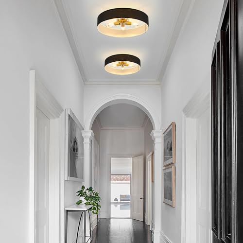 Black and Gold Semi Flush Mount Ceiling Light Fixture