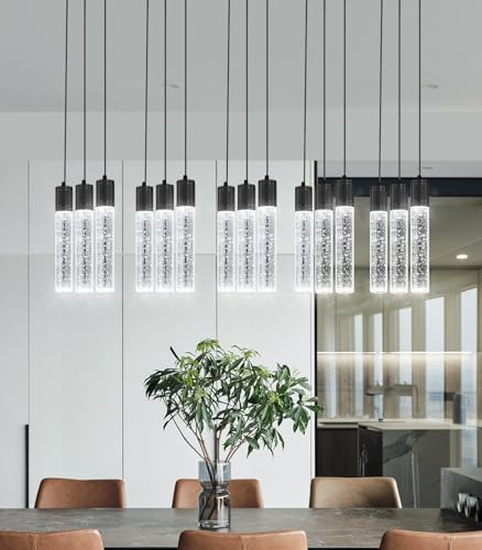 15 Lights Modern LED Pendant Lighting Fixture for Kitchen Island Crystal Chandelier Light Fixtures for Dining Room